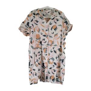 Rachael Zoe Size Large 100% Linen Floral Shirt Dress Beach Summer Coastal